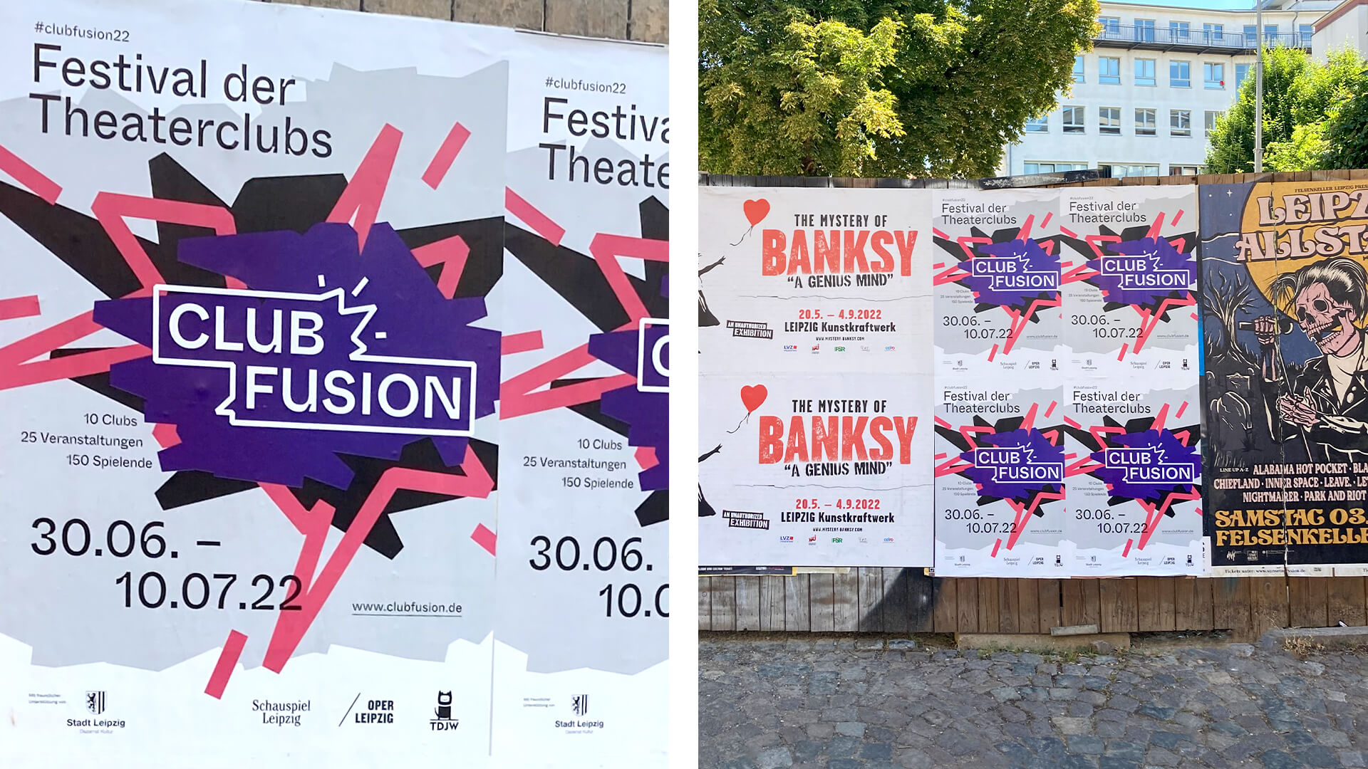 Aufgehängte Club-Fusion Poster in der Stadt